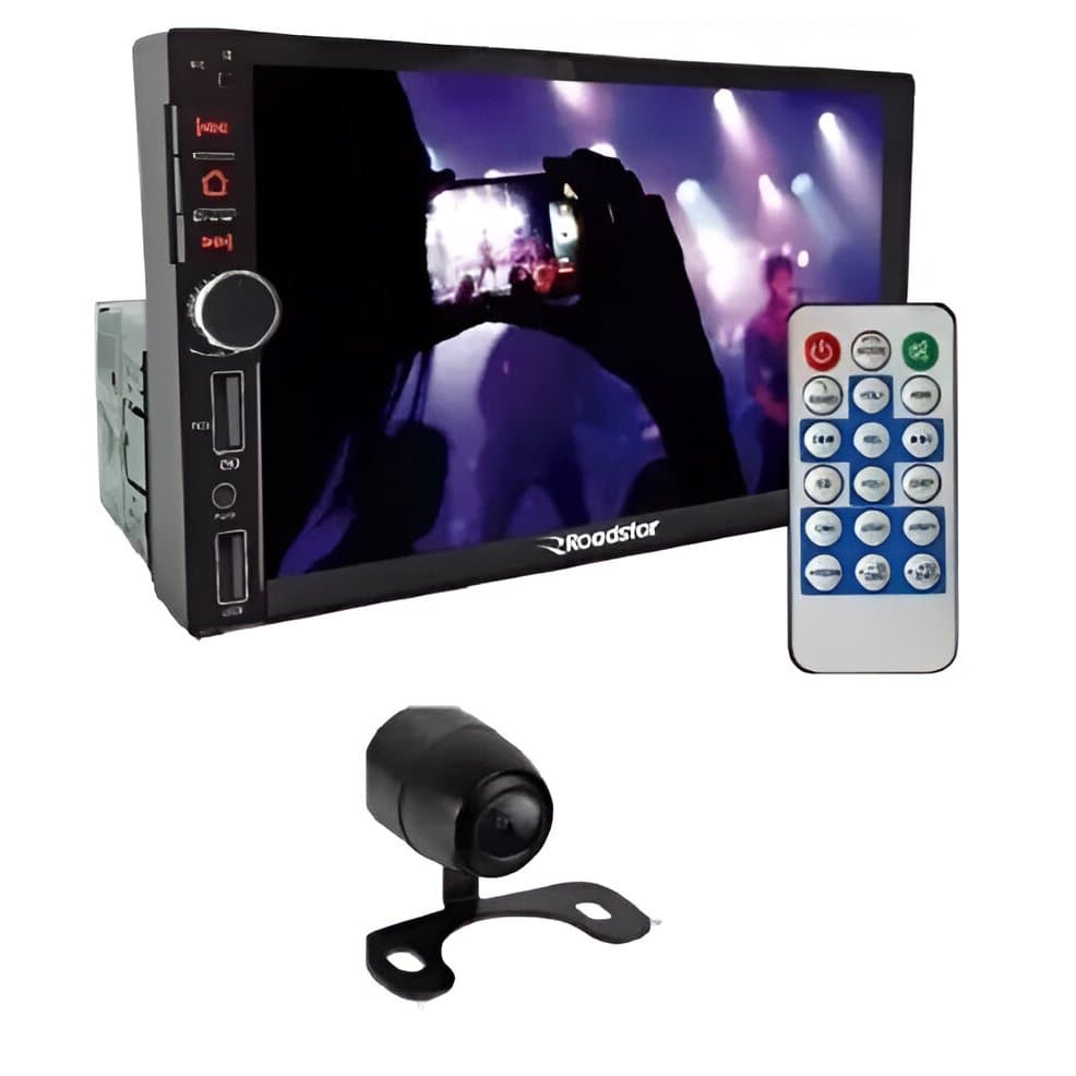 Central Multimídia 1 Din Roadstar Rs-401br 7 Pol Bt Usb Fm + Câmera de ré