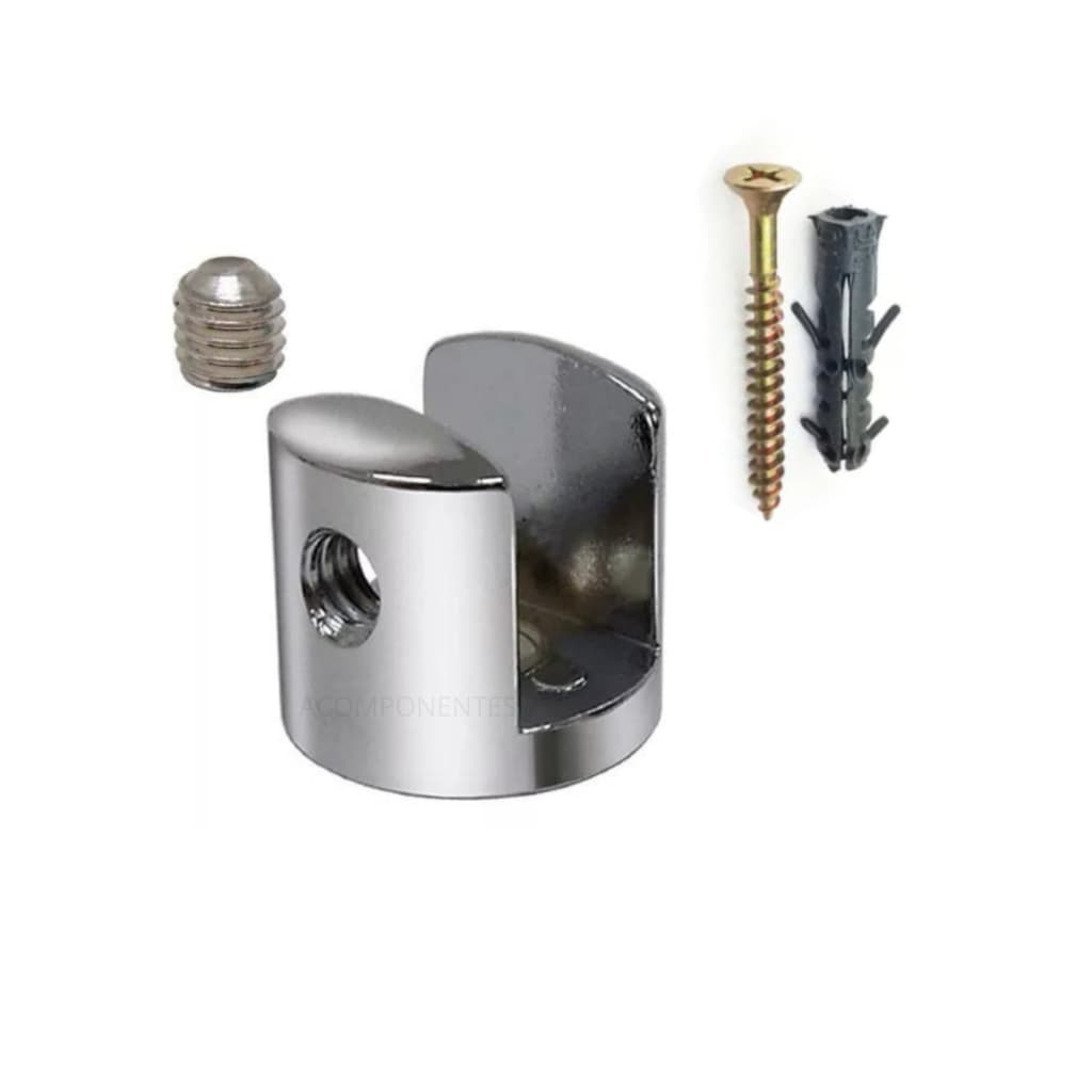 100 Suporte Vidro Fenda Prateleira Metal Cromado Com Parafuso E Bucha 4mm/6mm/8mm/10mm