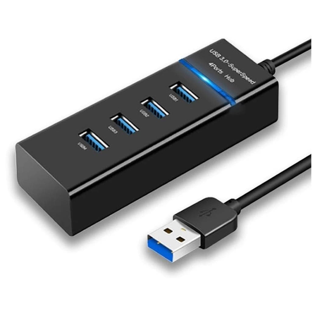 Hub USB 3.0 Expansor 4 Portas Alta Velocidade 5Gbps Plug and Play c/ LED Indicador para PC Notebook