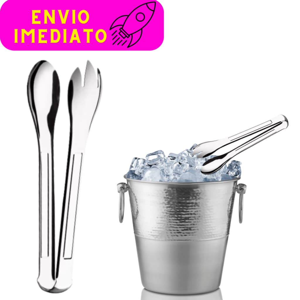 Kit Utensílios de Cozinha 14 Peças 100% Aço Inox Pegadores 29cm de Massa Salada Universal e gelo