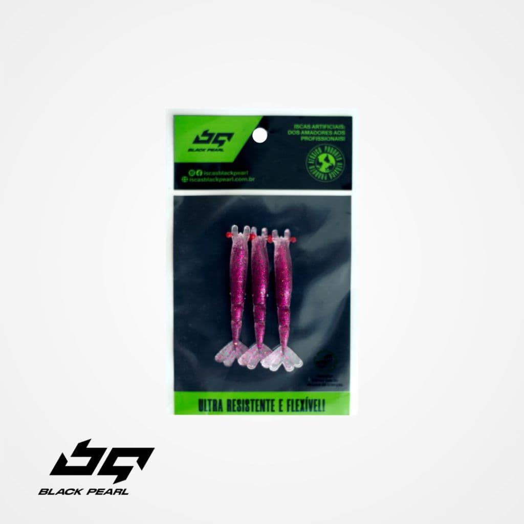 Isca Artificial Micro Camarão Soft Para Robalo Garoupa 6,5cm - 3 Unidades