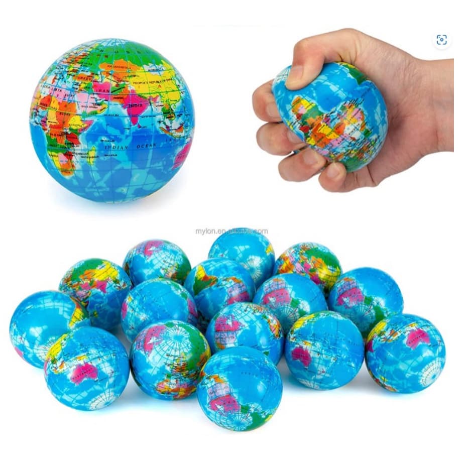 Kit 12 Bolas Macia Fisioterapia Anti Stress Massagem Bola/Smile/Mapa Mundial Globo/Futebol