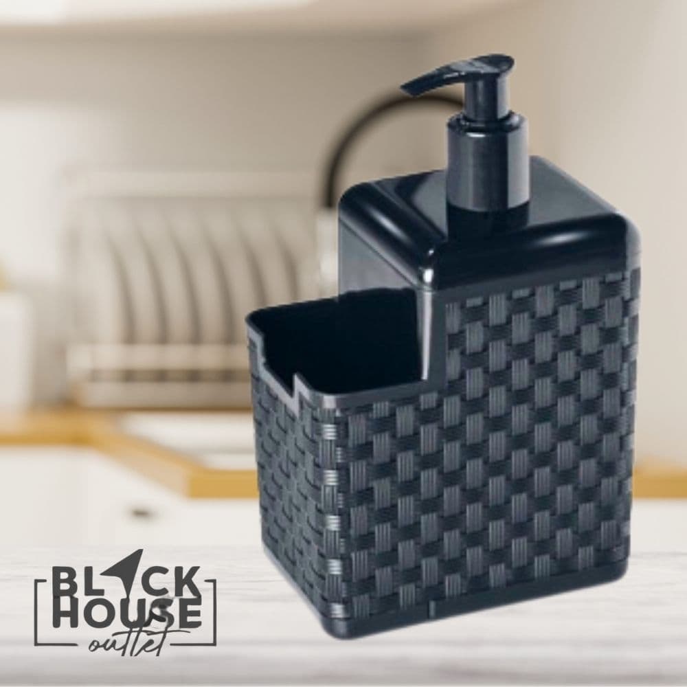 Porta Detergente Sabão 2 em 1 Com Suporte Para Bucha Esponja Rattan