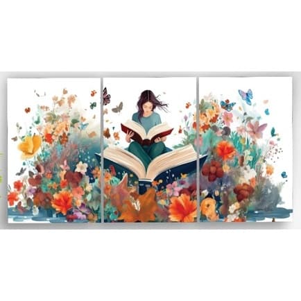 Quadro decorativo mulher amor leitura decoração sala quarto