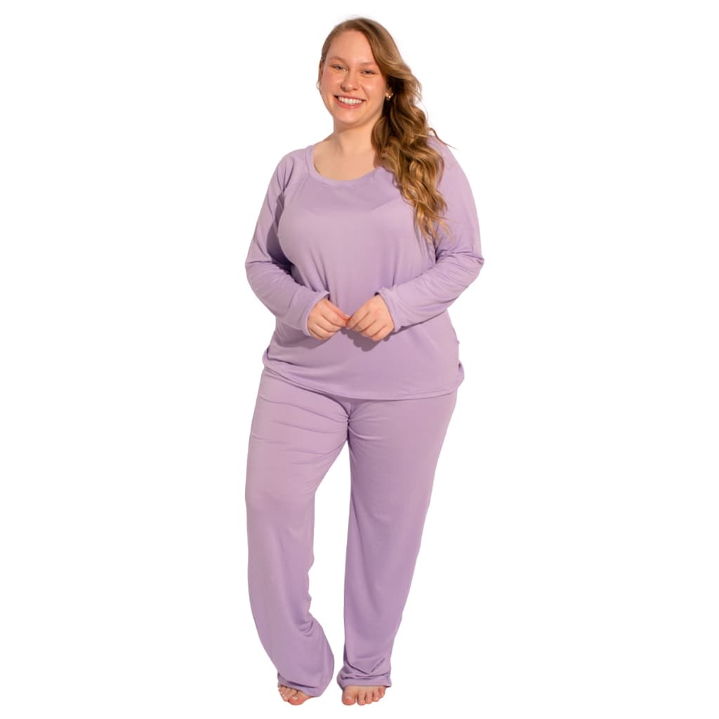 Pijama De Inverno Feminino Plus Size Manga Longa Linha Noite
