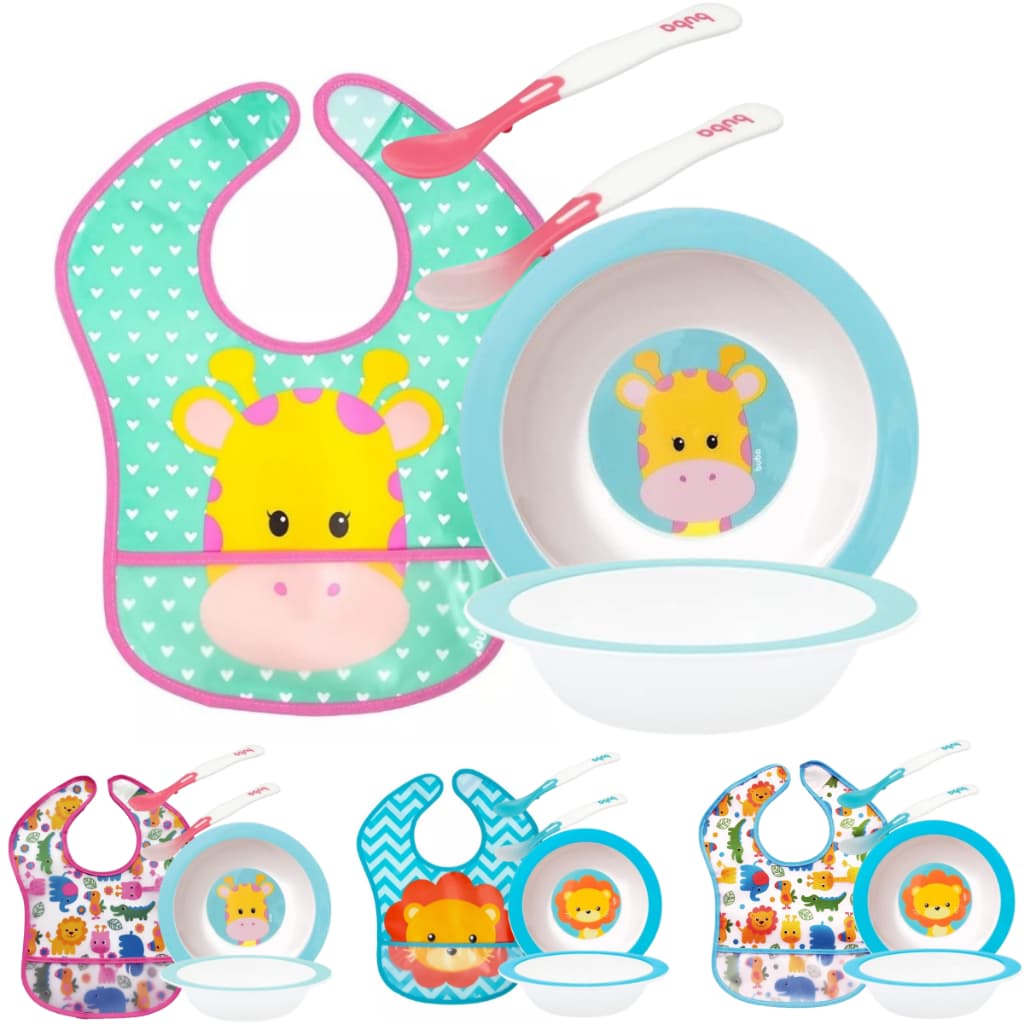 Kit Alimentação Introdução Bebê Buba Prato Bowl Babador Impermeável Colher Termossensível