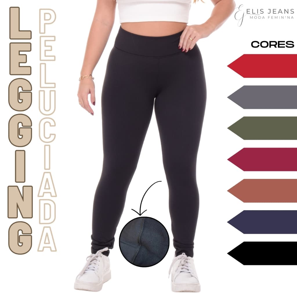 Calça Legging Flanelada Feminina Cintura Alta Zero Transparência Leg Peluciada Levanta Bumbum