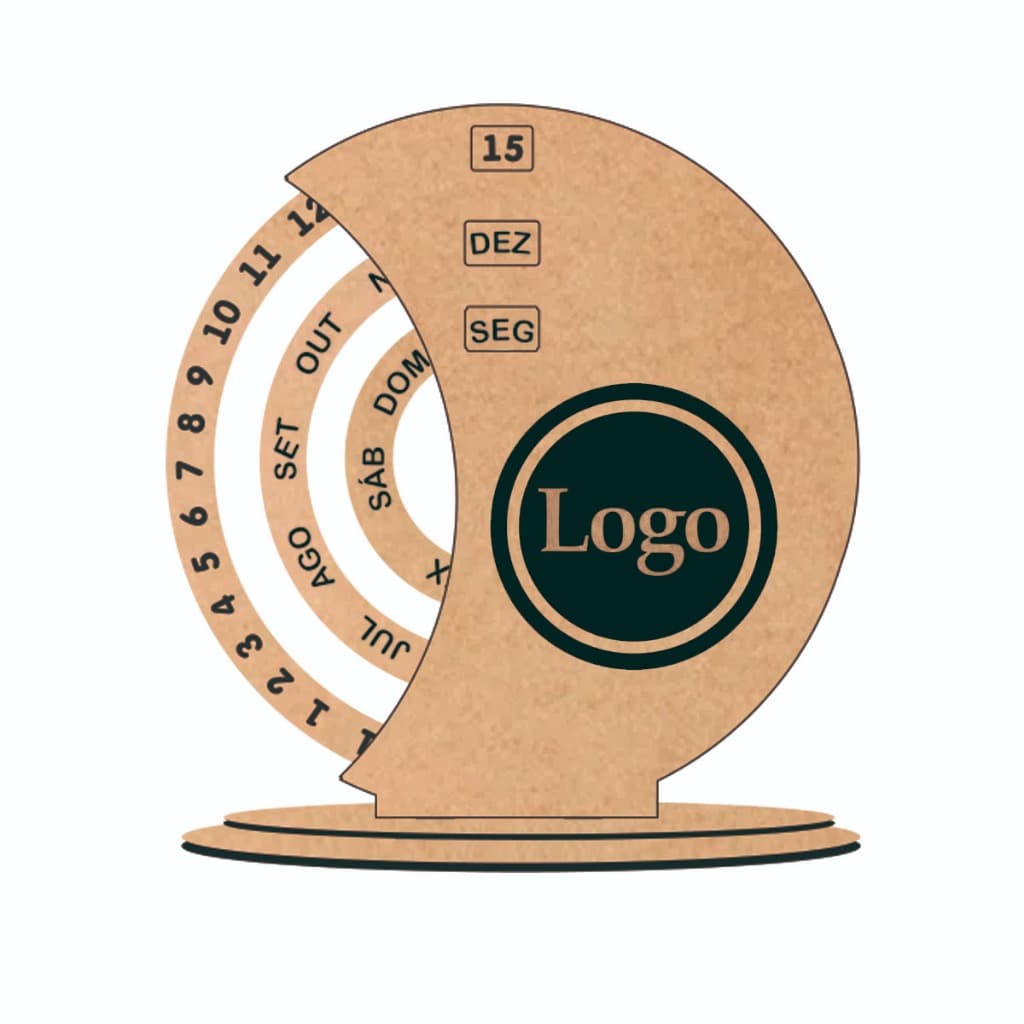 Calendário Permanente Mesa em MDF Personalizado - Tamanho G