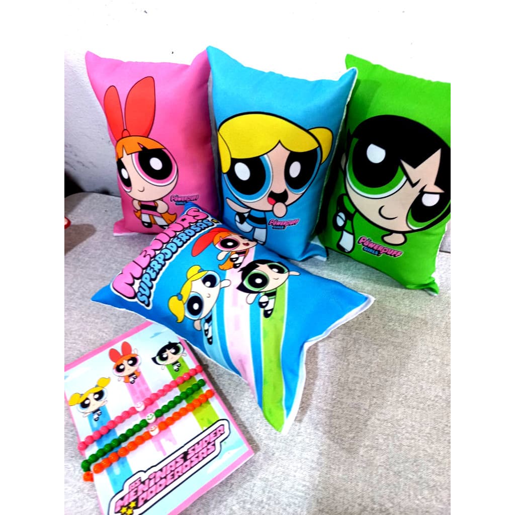 Kit almofadinhas com pulseira de miçanga personagens