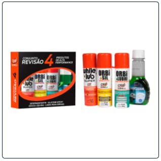 CONJUTOS REVISAO (DESENGRIPANTE,SILICONE SPRAY, GRAXA LIQUIDA, LIMPA PARABRISA) ORBI QUIMICA