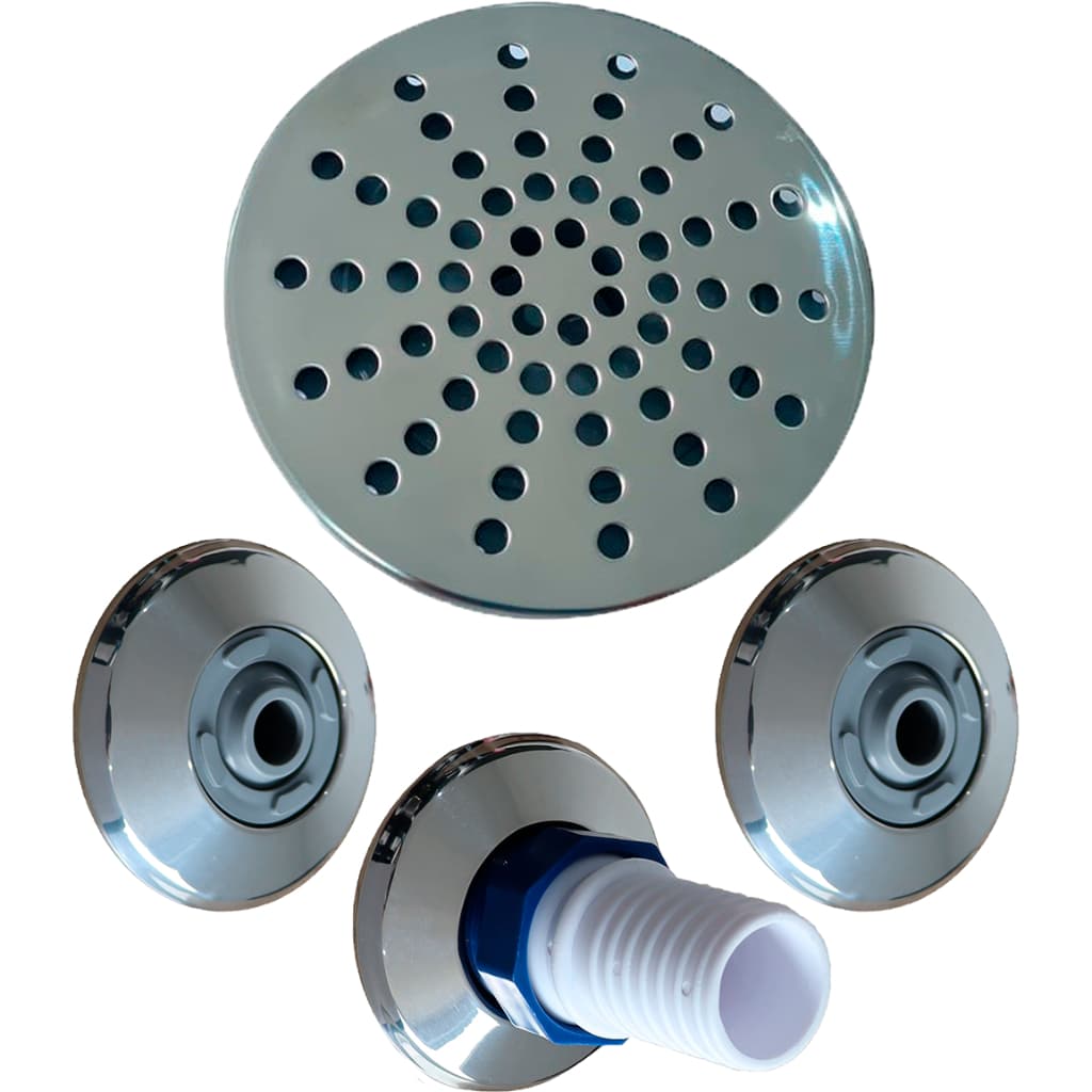 Kit Dispositivo Inox 2 Retorno 01 Aspiração 1 Ralo Encaixe