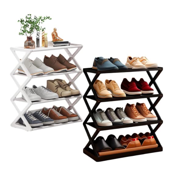 Sapateira X Organizador Prateleira Vertical Multiuso 4 divisórias