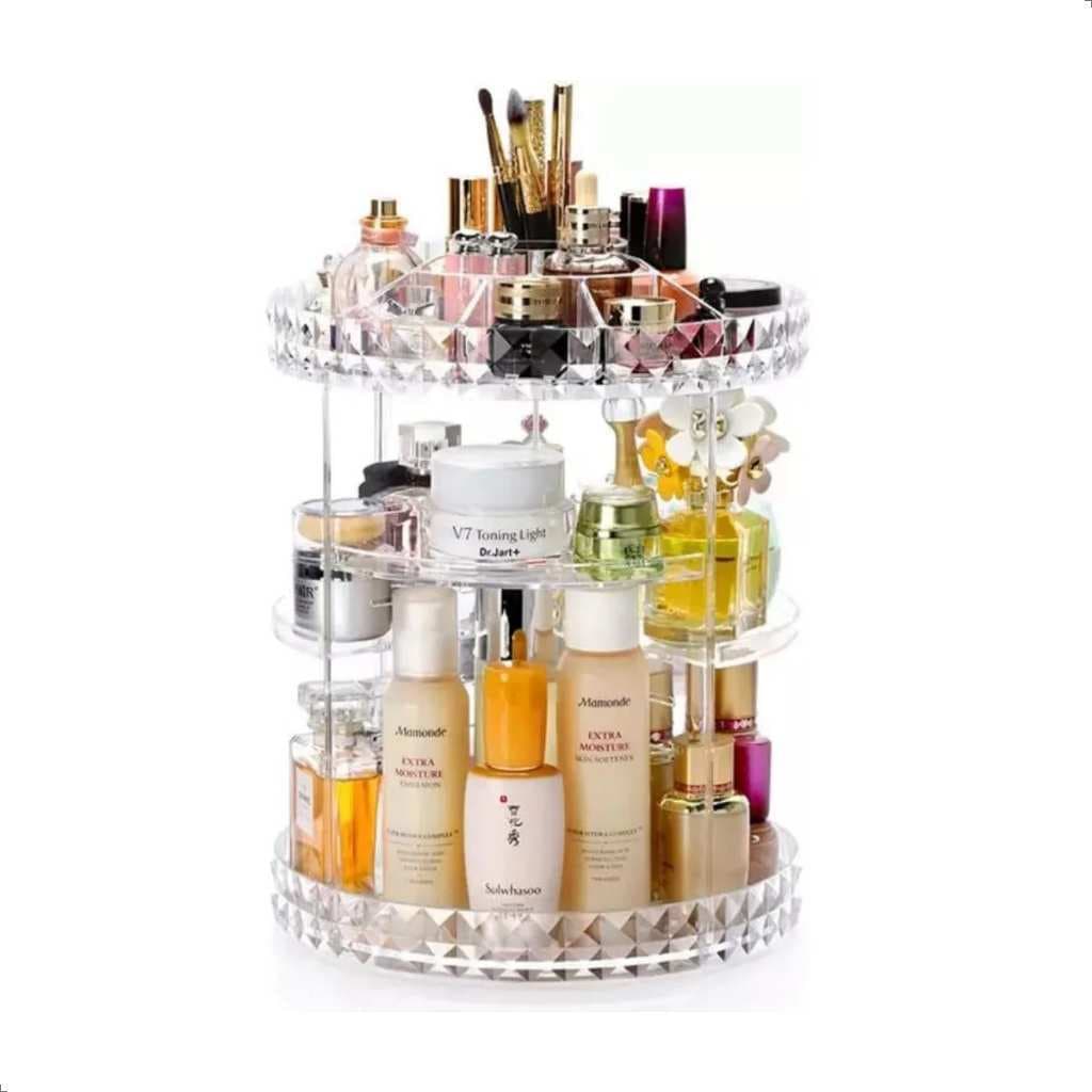 Display Organizador De Maquiagem e Cosméticos Acrílico Giratório 360º