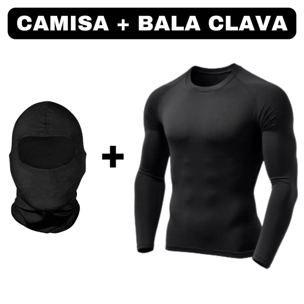 Kit Camisa Térmica masculina Manga Longa Proteção Solar + Touca Ninja BalaClava touca motoboy