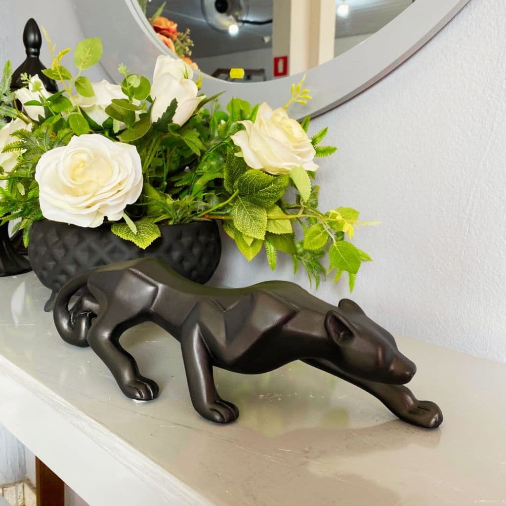 Pantera Negra P Decoração Luxo Preto Fosca Preto Brilho Estatueta
