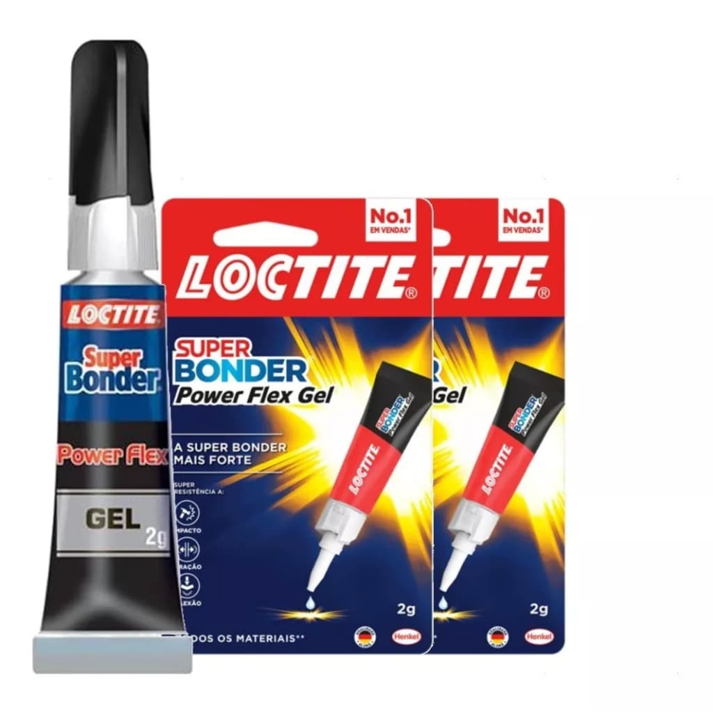 Kit 2 Cola Super Bonder PowerFlex Gel 2g Extra Forte Borracha Couro Madeira Metal Porcelana Plástico
