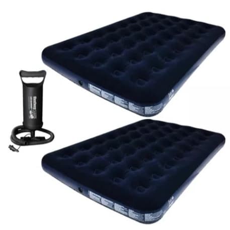 Kit 2 Colchão Inflável Casal Camping Acampamento Resistente + Bomba de Ar