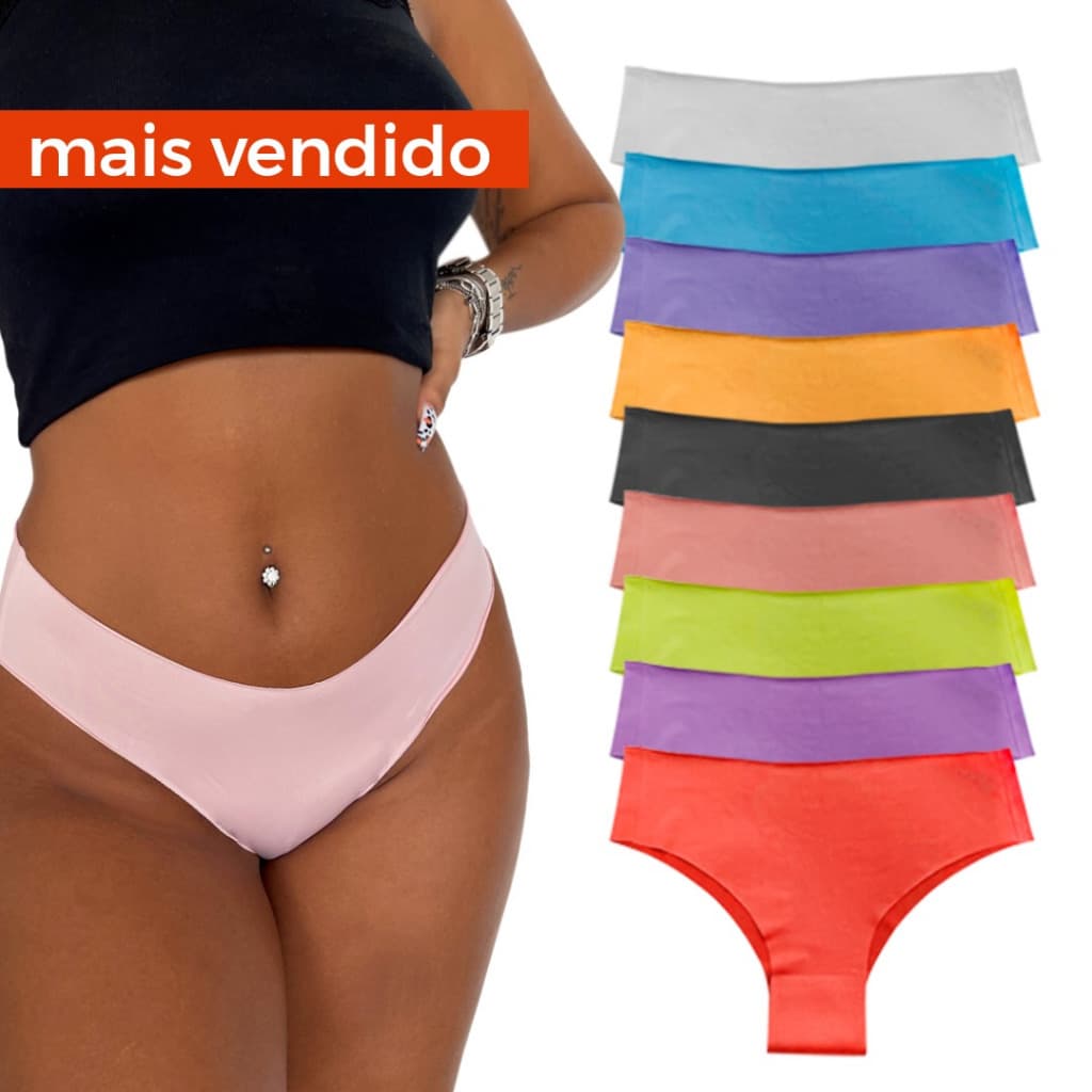 Kit 5 Calcinhas Sem costura Corte a Laser Forro 100% algodão PROMOÇÃO - Laser Tanga
