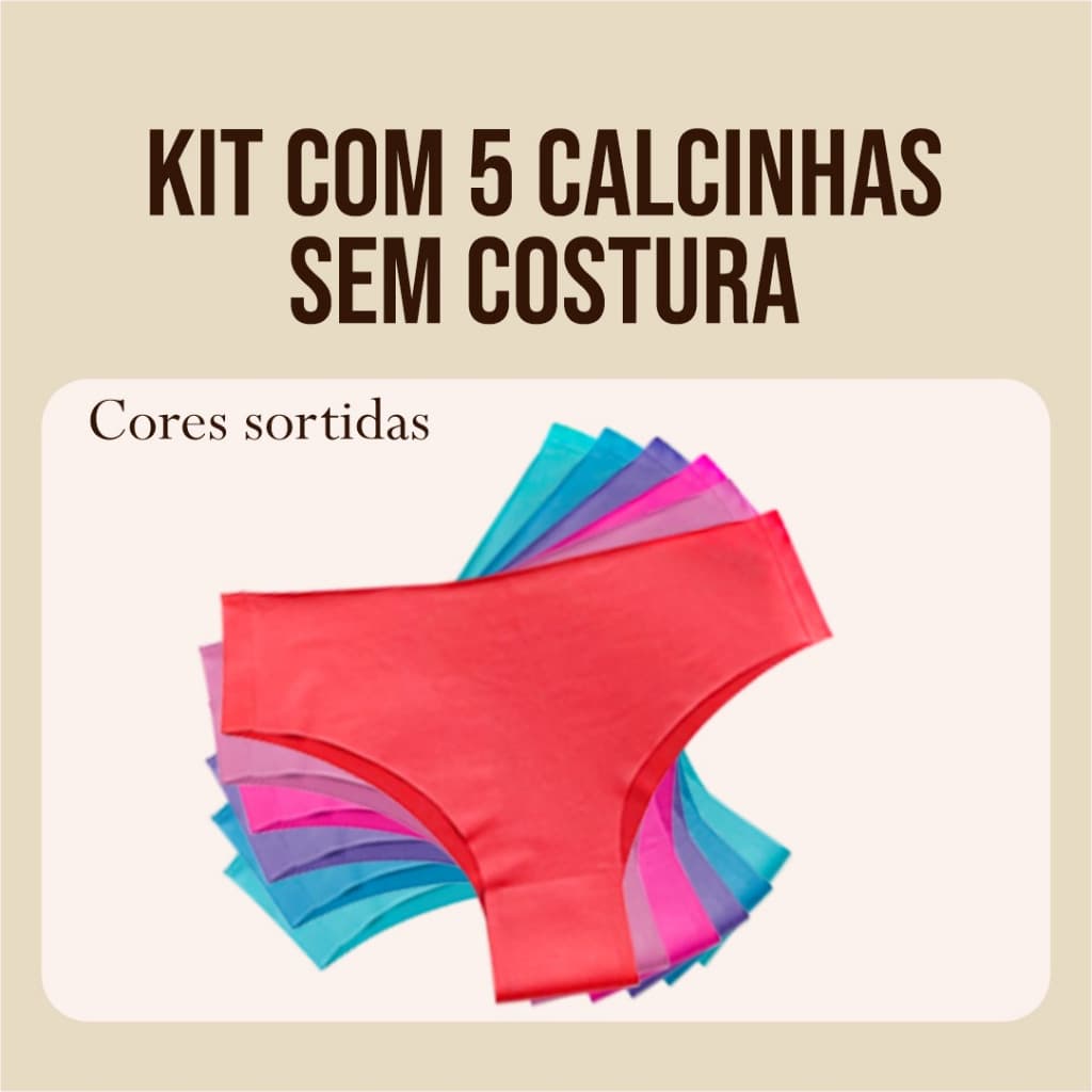 Kit 5 Calcinhas Tanga Sem Costura Corte Laser Promoção Revenda