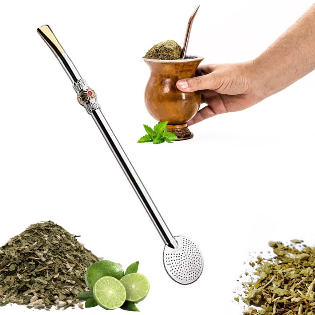 Bomba Para Chimarrão E Tereré De Aço Inox Com Detalhe 23 Cm