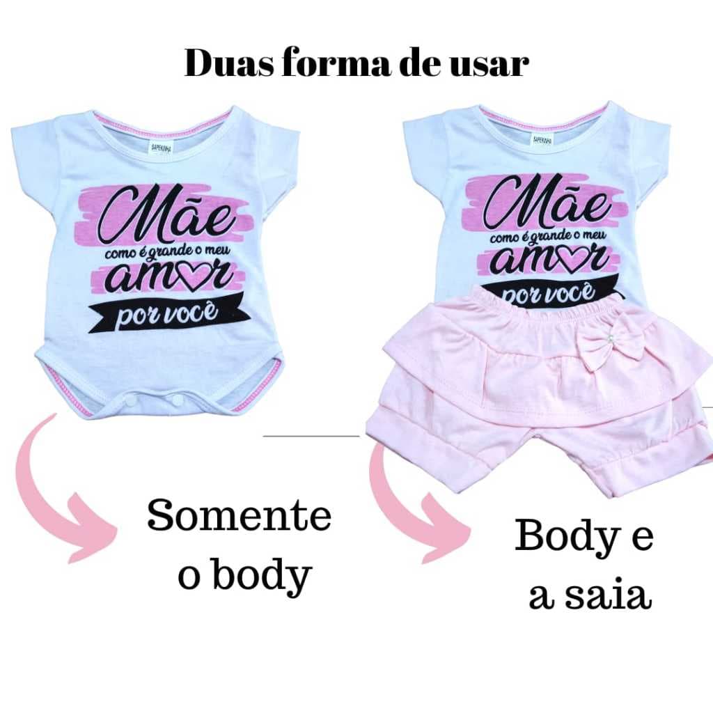 Conjunto Body E short saia de Bebê Menina BLOGUEIRINHA Verão CALOR