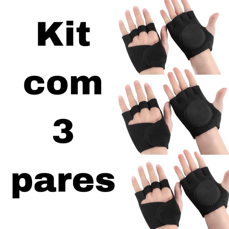 Kit 3 Pares de Luvas para Musculação e Ginástica Ideal para Academia Treinamento e Fitness  Atacado