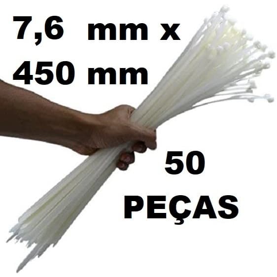 50 ABRAÇADEIRAS NYLON ENFORCA GATO 7,6 X 450 MM