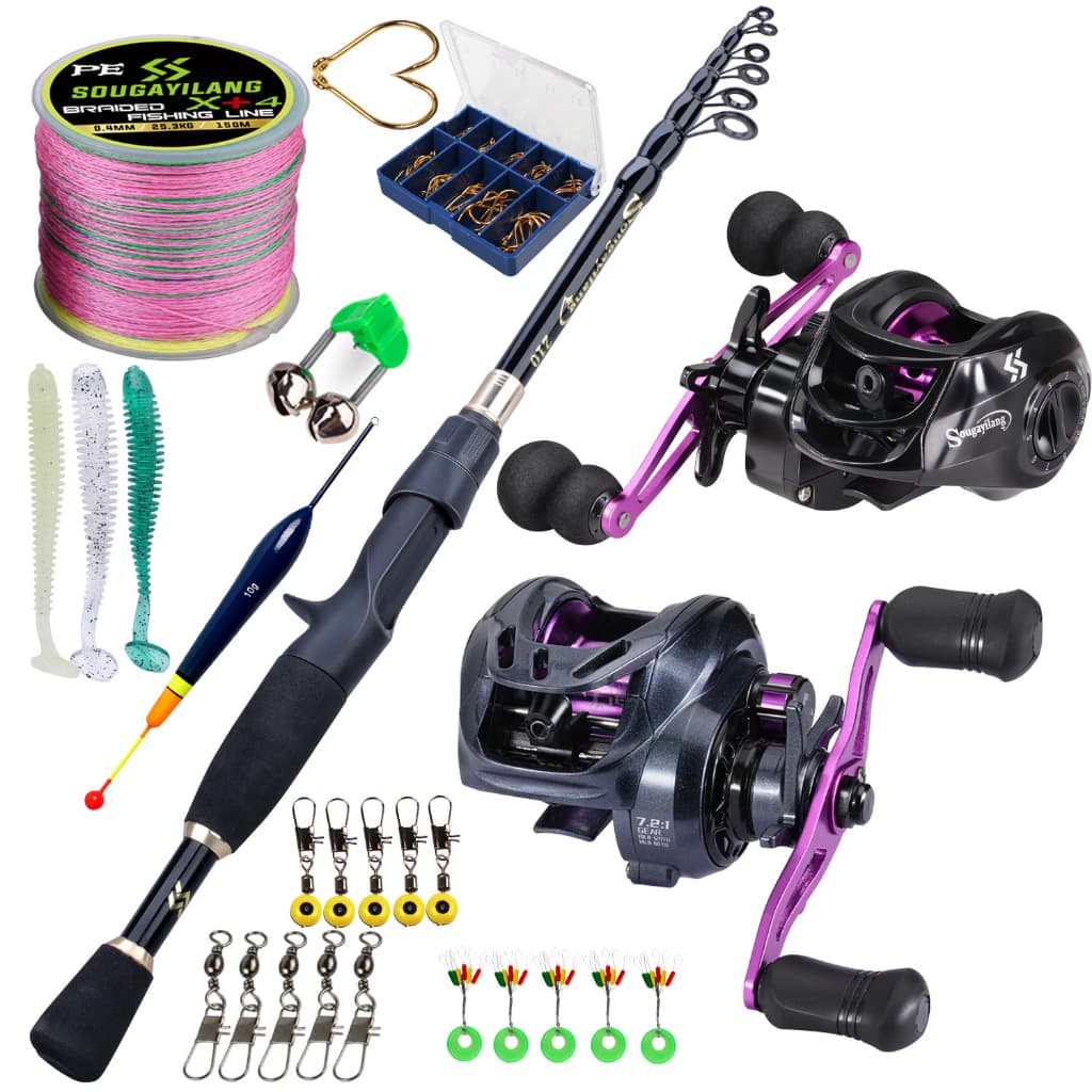 Conjunto de pesca de alta qualidade 1.8m-2.4m Telescopic Rod 7.2: 1 8 + 1bb Casting Reel Fishing Set para pesca ao ar