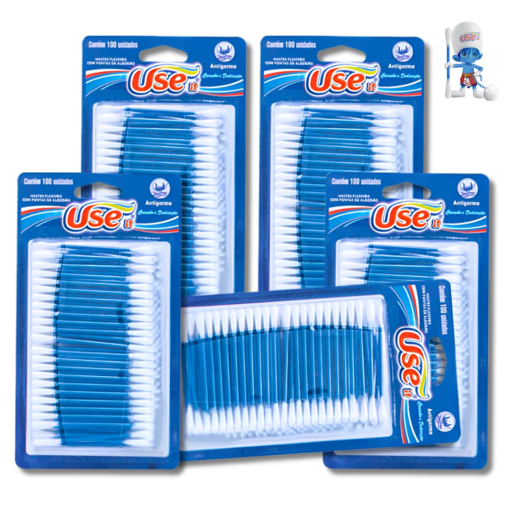 Kit Hastes Flexíveis Cotonete Use It c/ 400 cotonete Blistado 5x80un