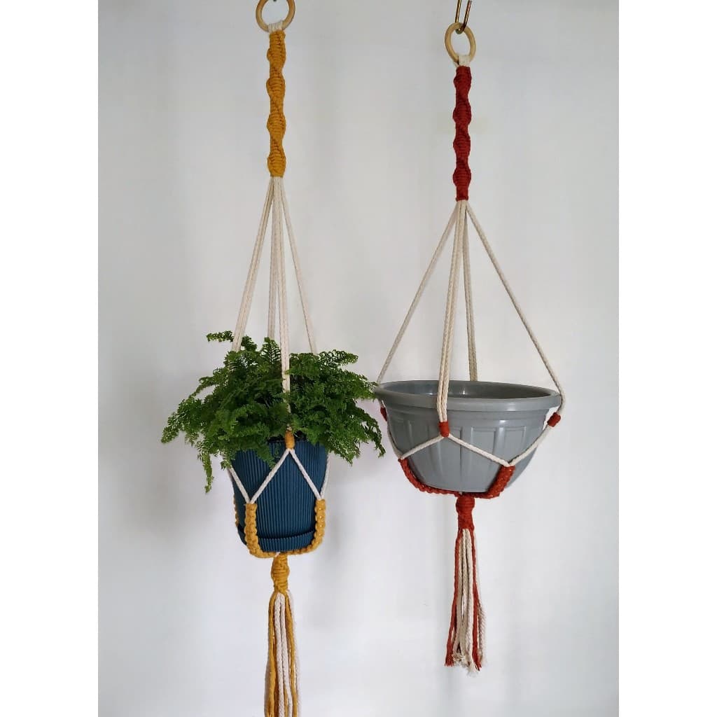Suporte para plantas de macramê  bloco de cores