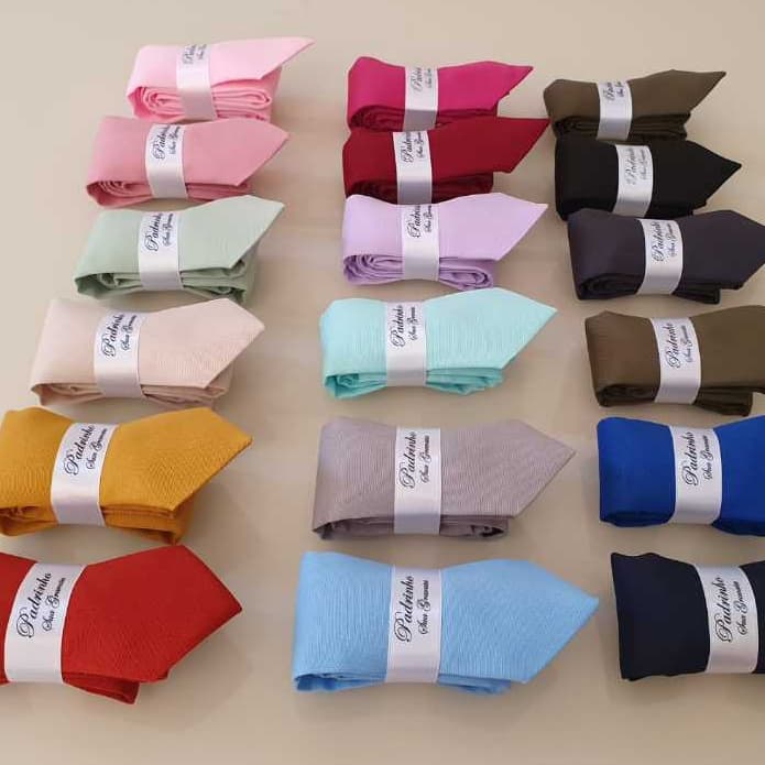 18 Gravatas Padrinhos de Casamento Semi Slim - Cores