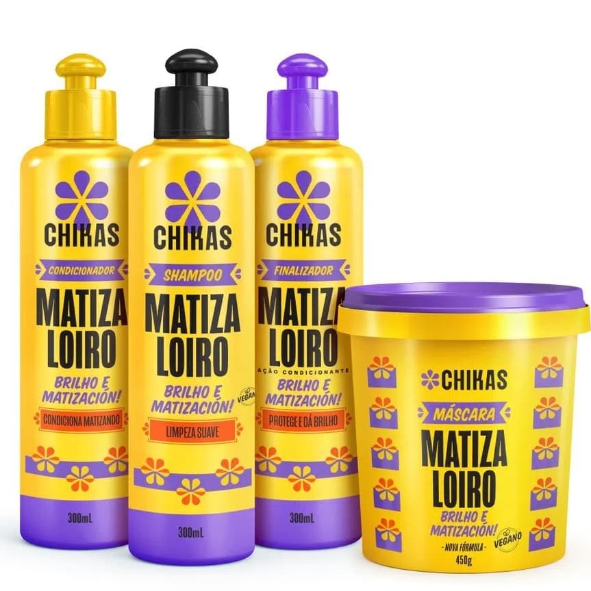 Kit Matiza Loiro Chikas 4 Produtos Brilho e Restauração