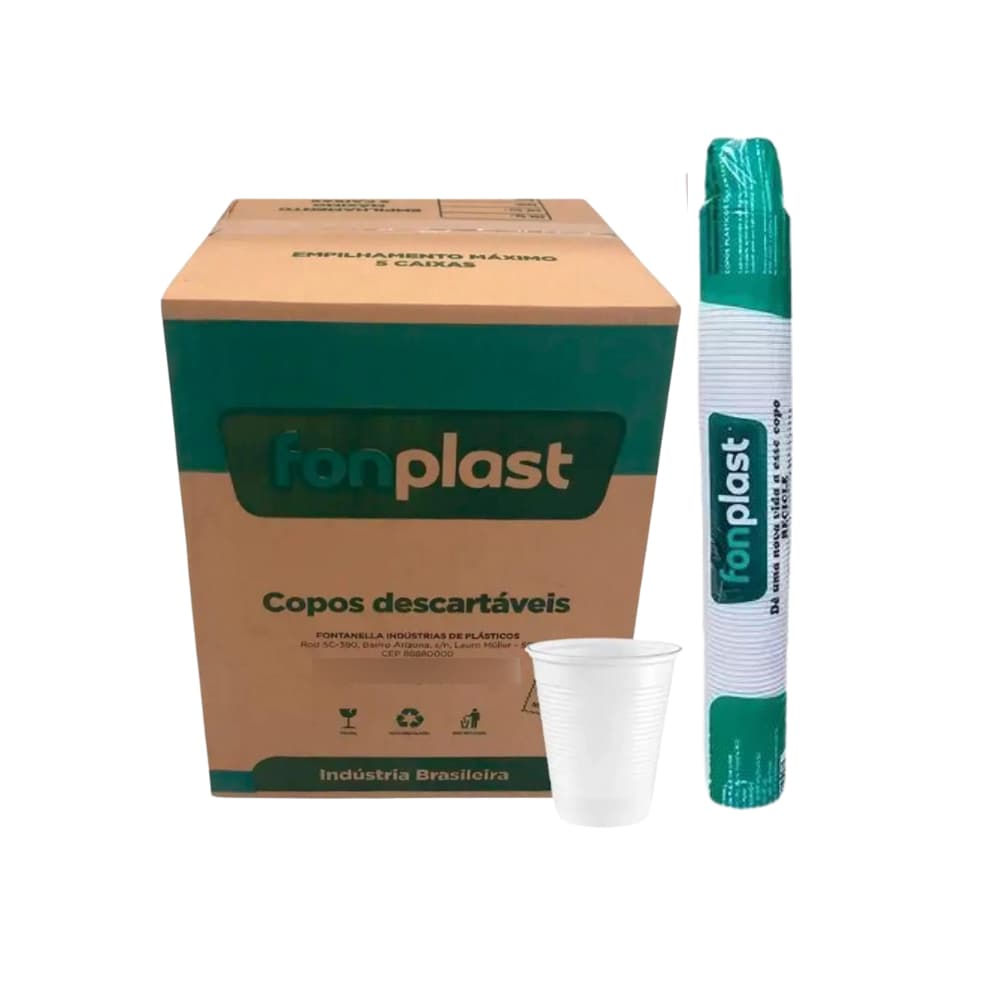 Kit Copo Descartável Fonplast 180ml Água Bebida Plástico Econômico Evento Comercial Escola Bar Hotel Residência