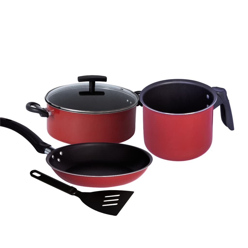 Jogo De Panelas Antiaderente Kit Cozinha Mesa Posta 3 peças + Espatula SImples