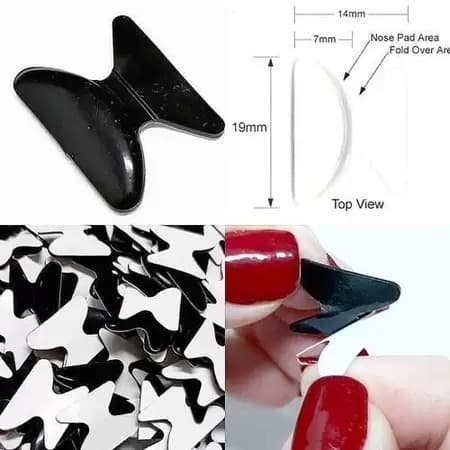 02 Pares Plaqueta Adesiva Silicone Nariz Óculos TRANSPARENTE OU PRETO