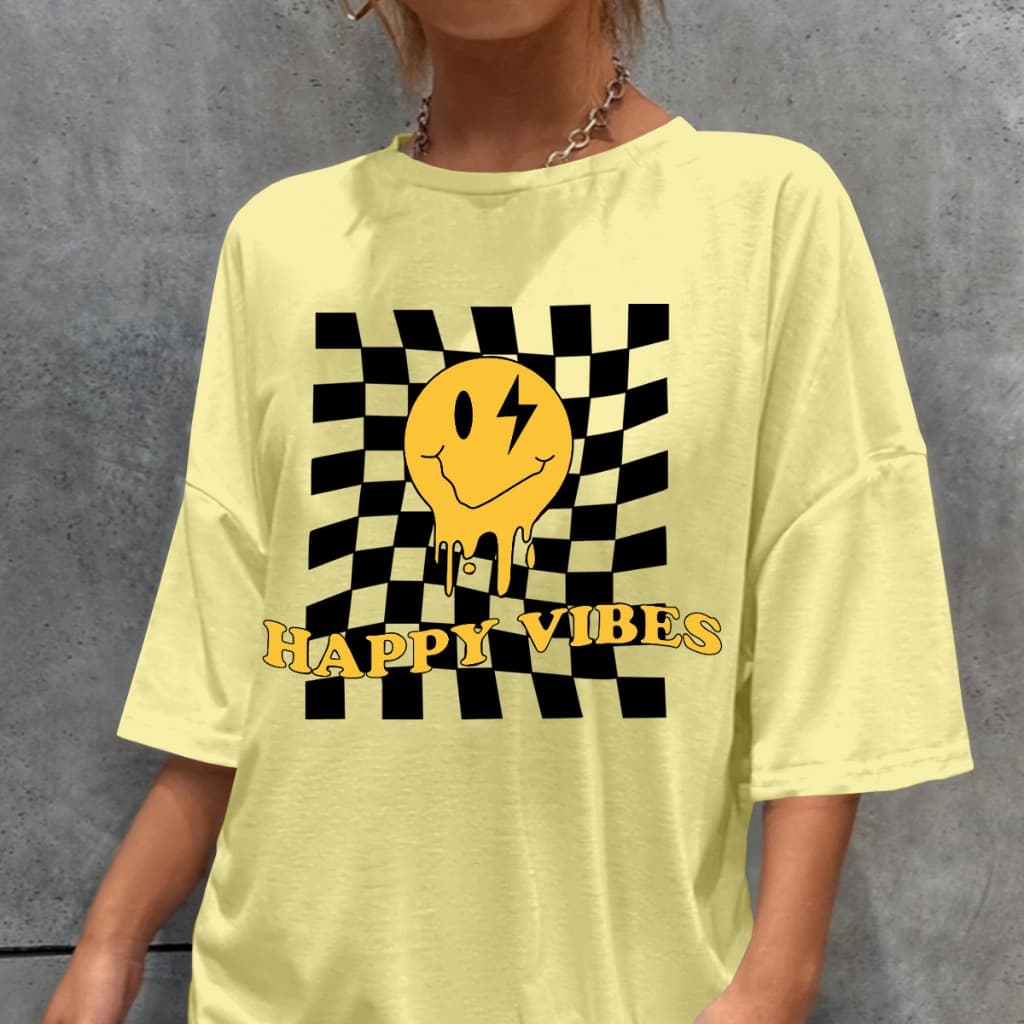 Camisa Amarelo Claro Personalizada Unissex Blusa Oversized Camiseta Aesthetic Estampa T Shirt Stree
