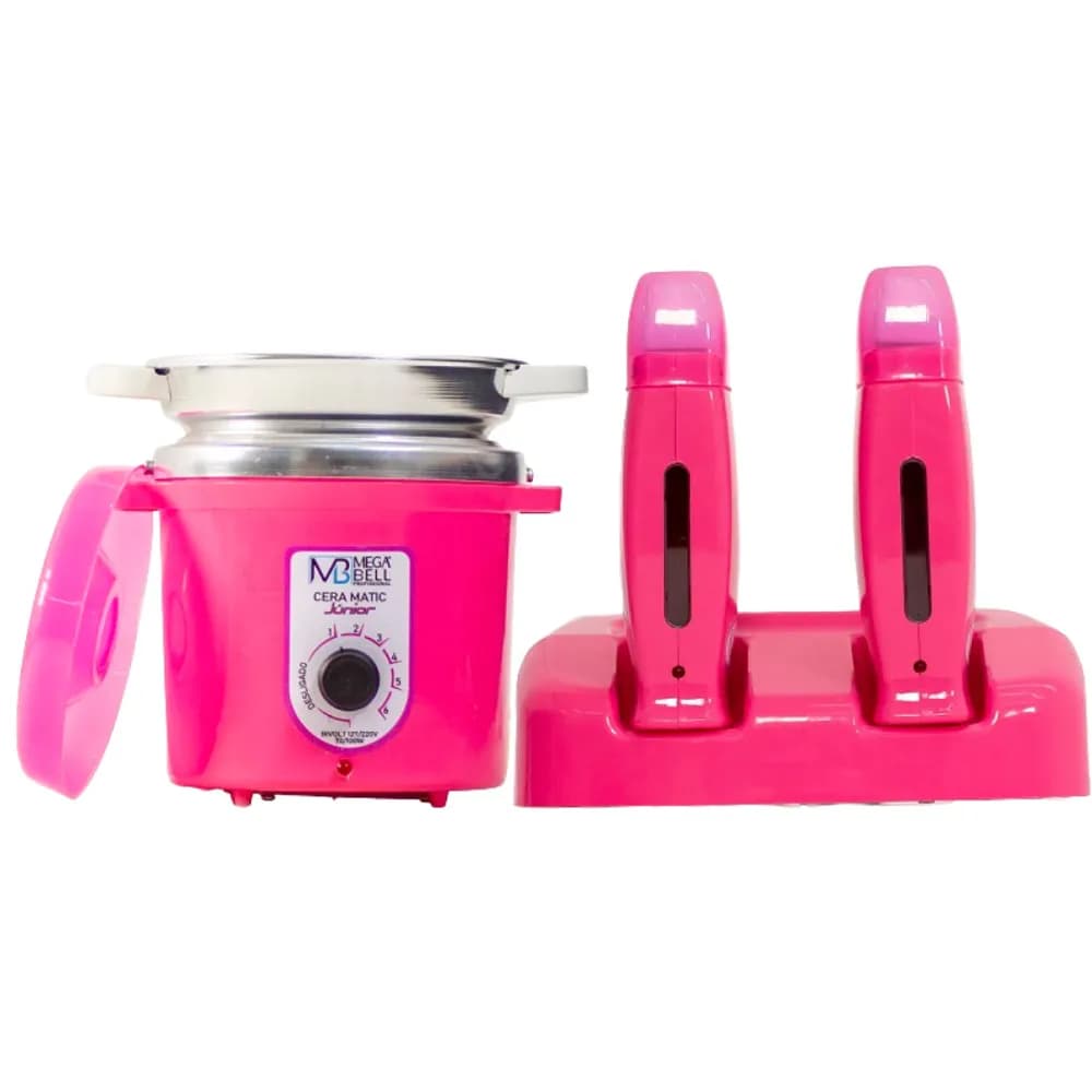 Termocera Panela Depilação 400g c/ Refil + Base Dupla c/ 2 Rollon Toda Rosa Mega Bell