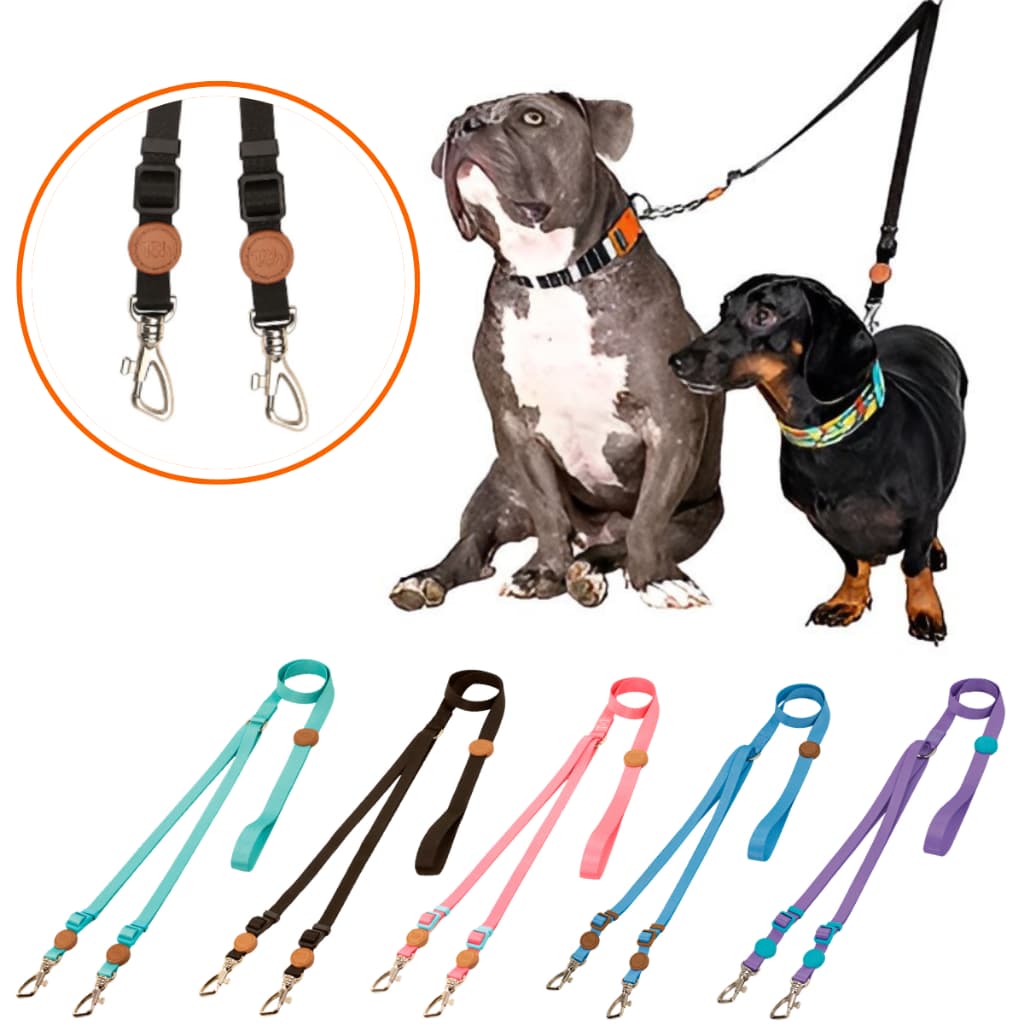 Guia Dupla Para Cachorro Ajustável Cães e Gato Passeio Pet Toh Dog