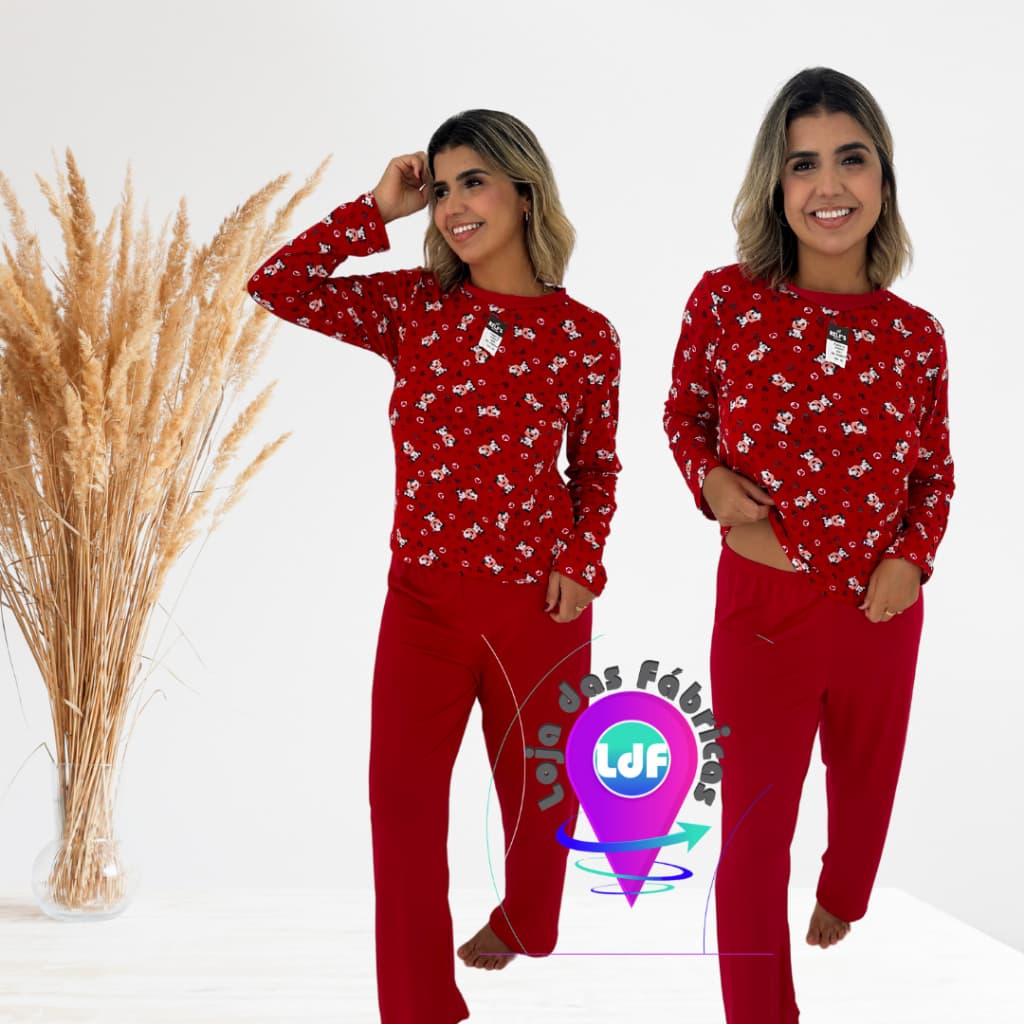 Pijamas  Feminino Longo Inverno Estampado Blogueira Linha Noite Pijama Frio Calça e Blusa