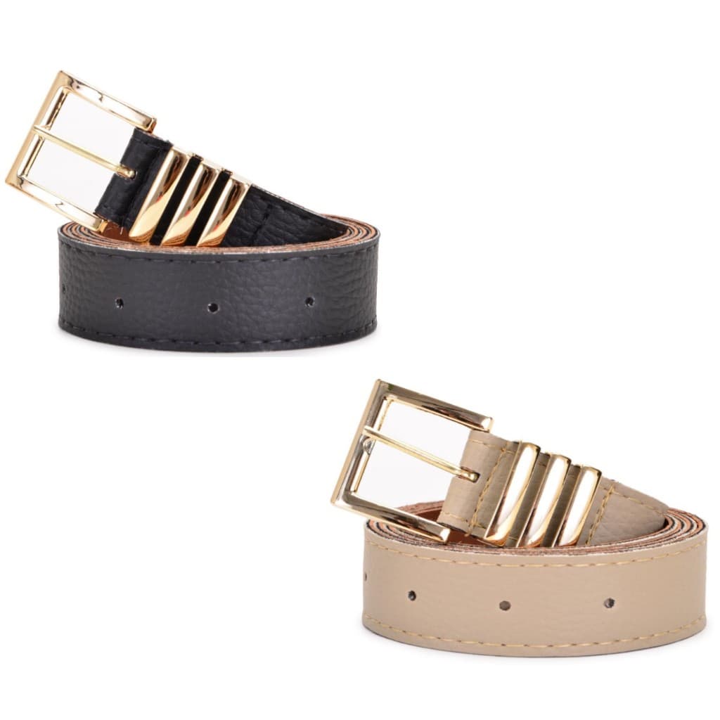 kit 2 Cinto Feminino 1,10 cm Fivela Dourada Metal Moda Fashion Cintos Grande Oferta Acessórios