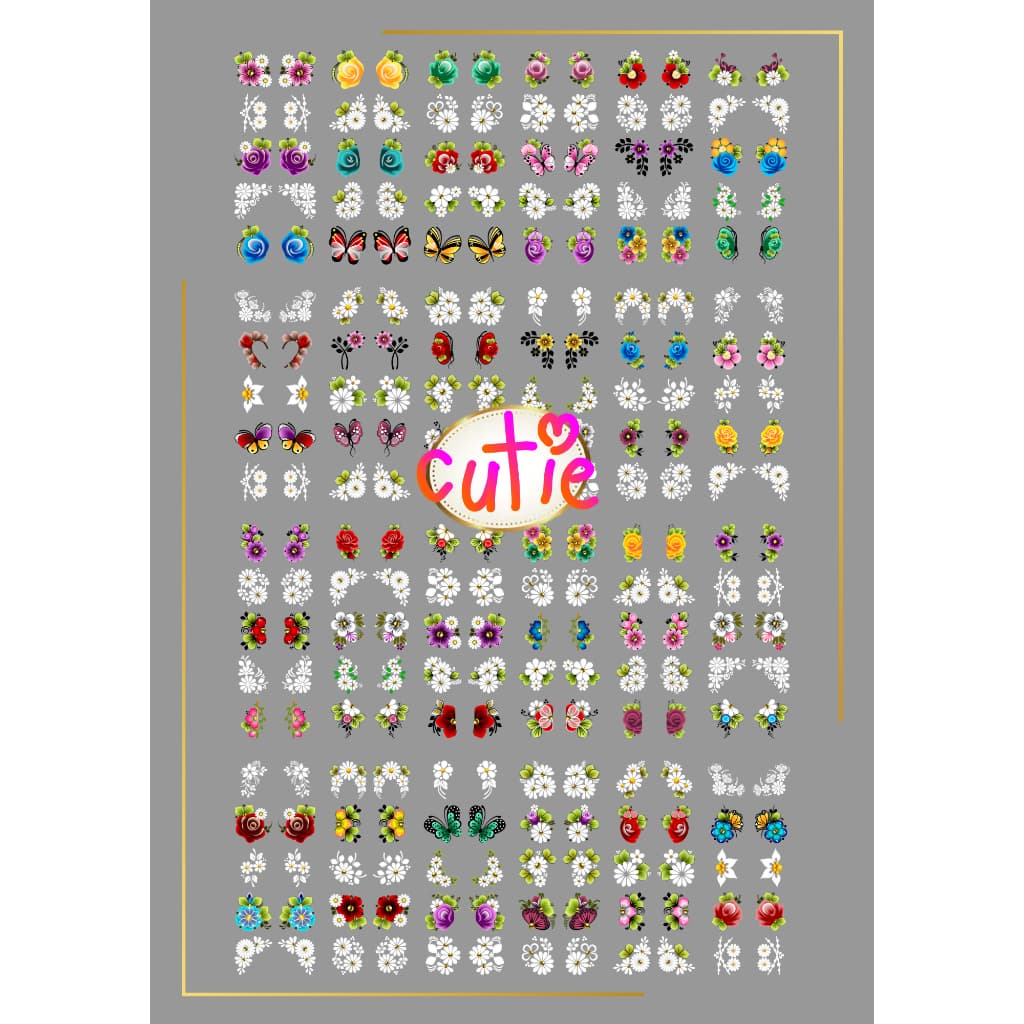 240 Adesivo de unhas 3D Flores Diversas Pelúculas para unhas Decoradas Nail Art