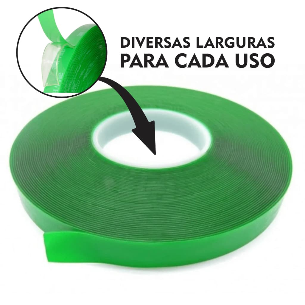 20 Metros Fita Dupla Face Forte Transparente Varias espessuras 5mm, 9mm, 12mm, 15mm, 19mm X 20 Mts Rolo