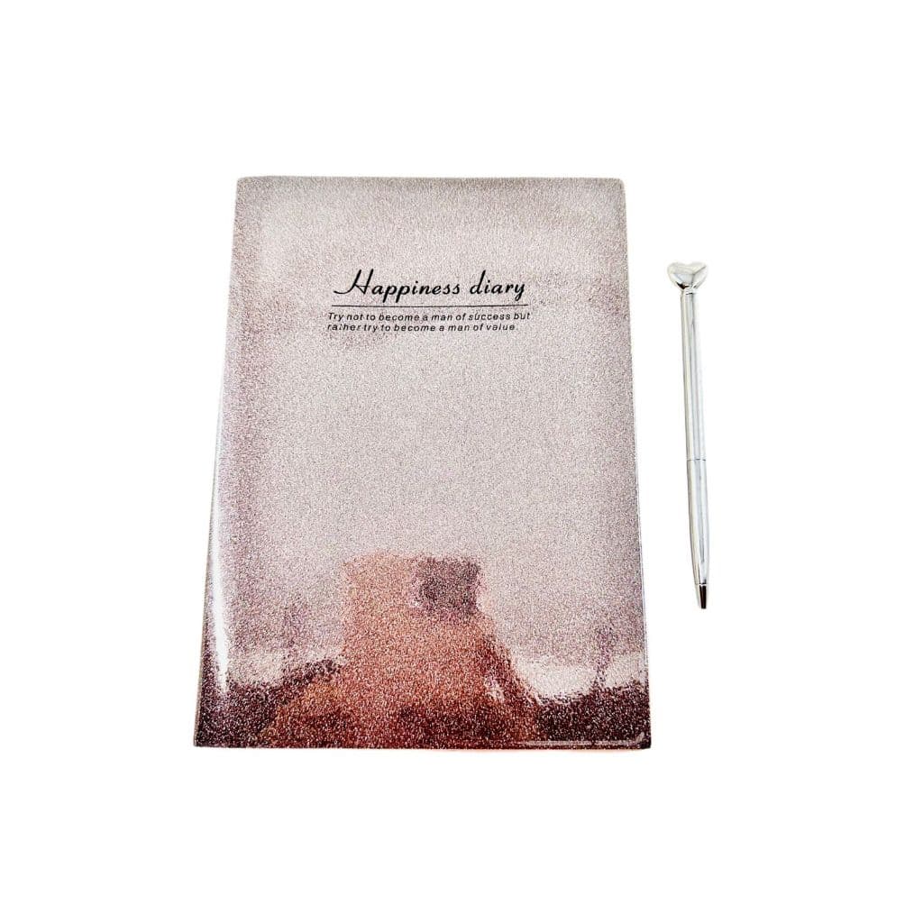 Caderno Colorido Glitter Com Caneta Coração Brilho