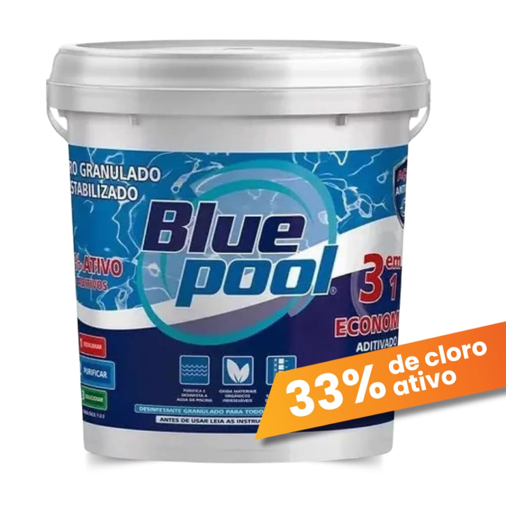 Cloro para Piscina 3 EM 1 - 10 Kg BluePool Para Limpeza de Piscina By Fluidra