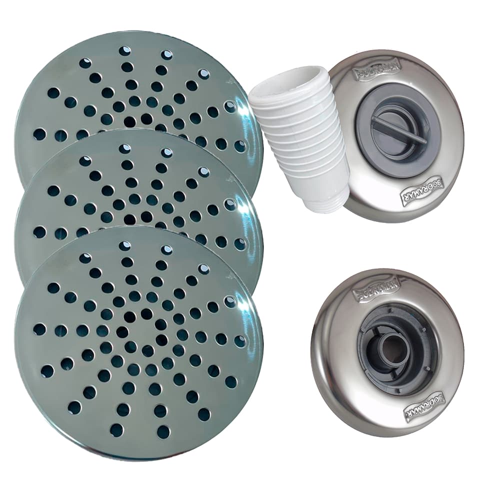 Kit Dispositivo Sodramar Inox 1 Retorno 01 Aspiração 3 Ralo Encaixe