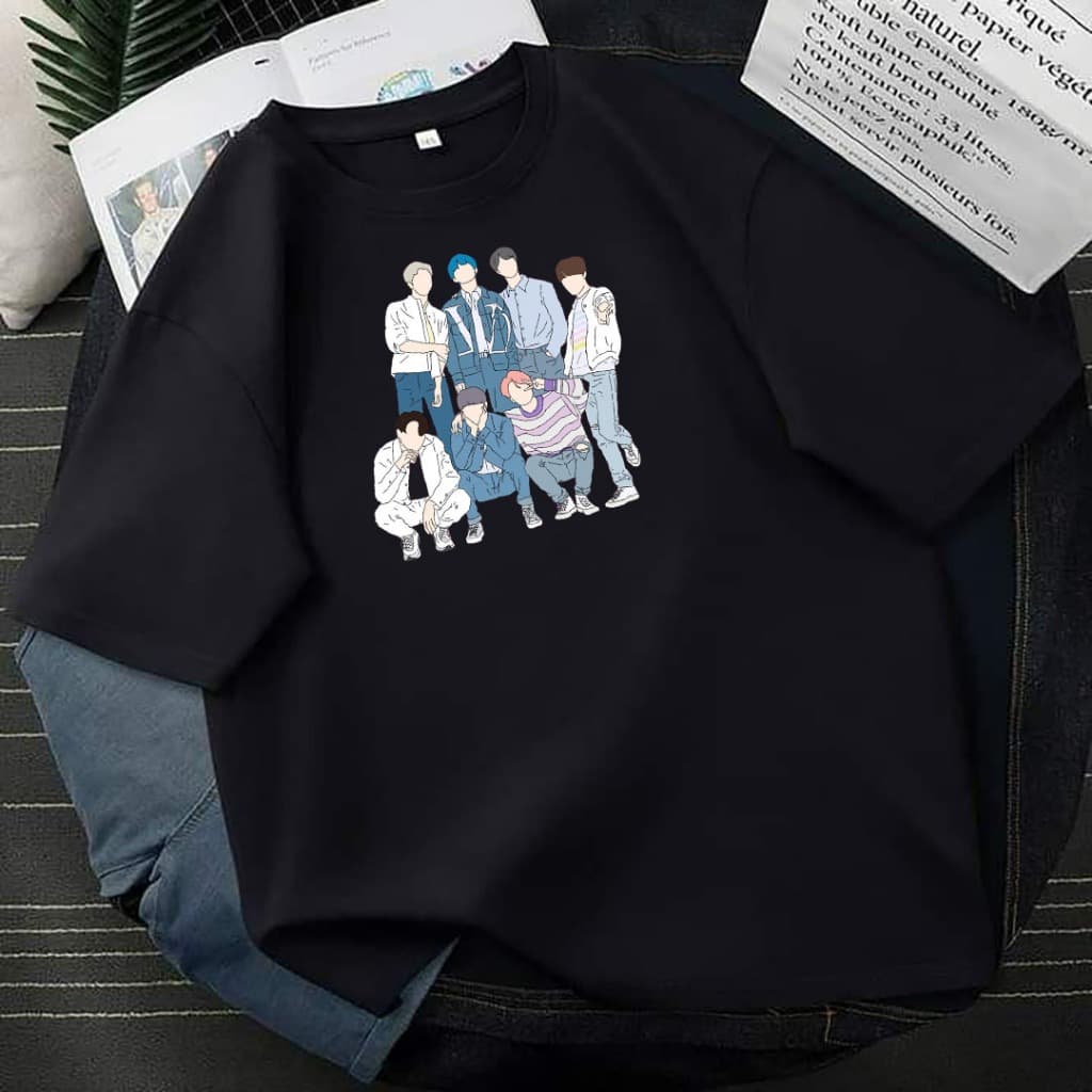 Camiseta Grupo Kpop Desenho Estilo Inspiração Moda Unissex 100% Algodão