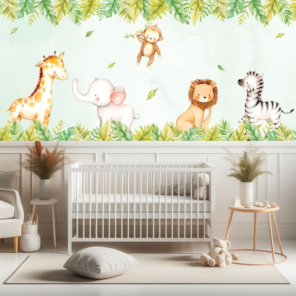 Pingu Ruxo - Papel de Parede Leão Safári Classic Verde 3,05x1,50 m - Adesivo de Parede Leão Safári