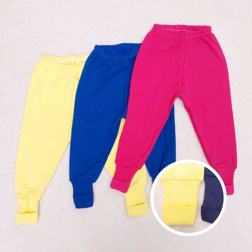Kit 3 Calças Mijão Infantil  (Pés reversiveis) Suedine 100% Algodão
