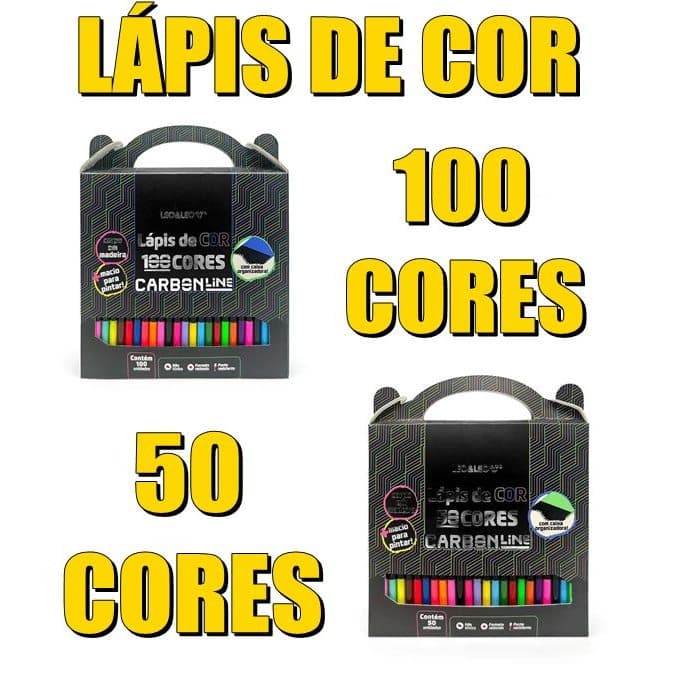LÁPIS DE COR CARBON LINE 50 ou 100 CORES REDONDO LEO&LEO