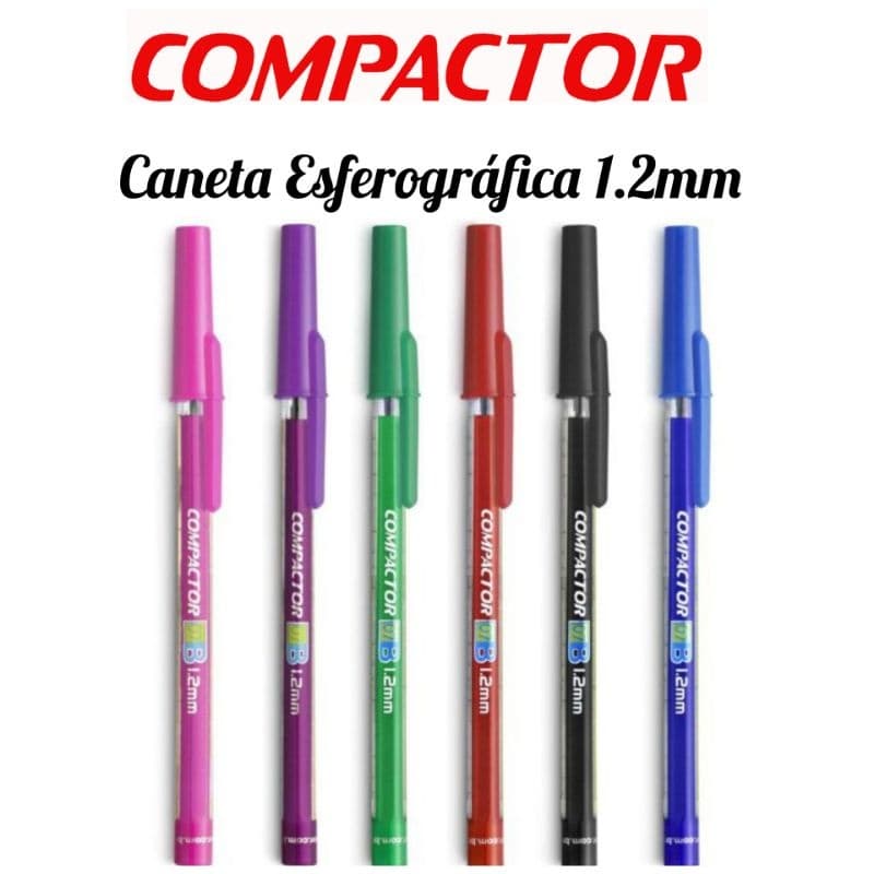 Kit Canetas Esferográficas Compactor 07B – Ponta Grossa 1.2mm
